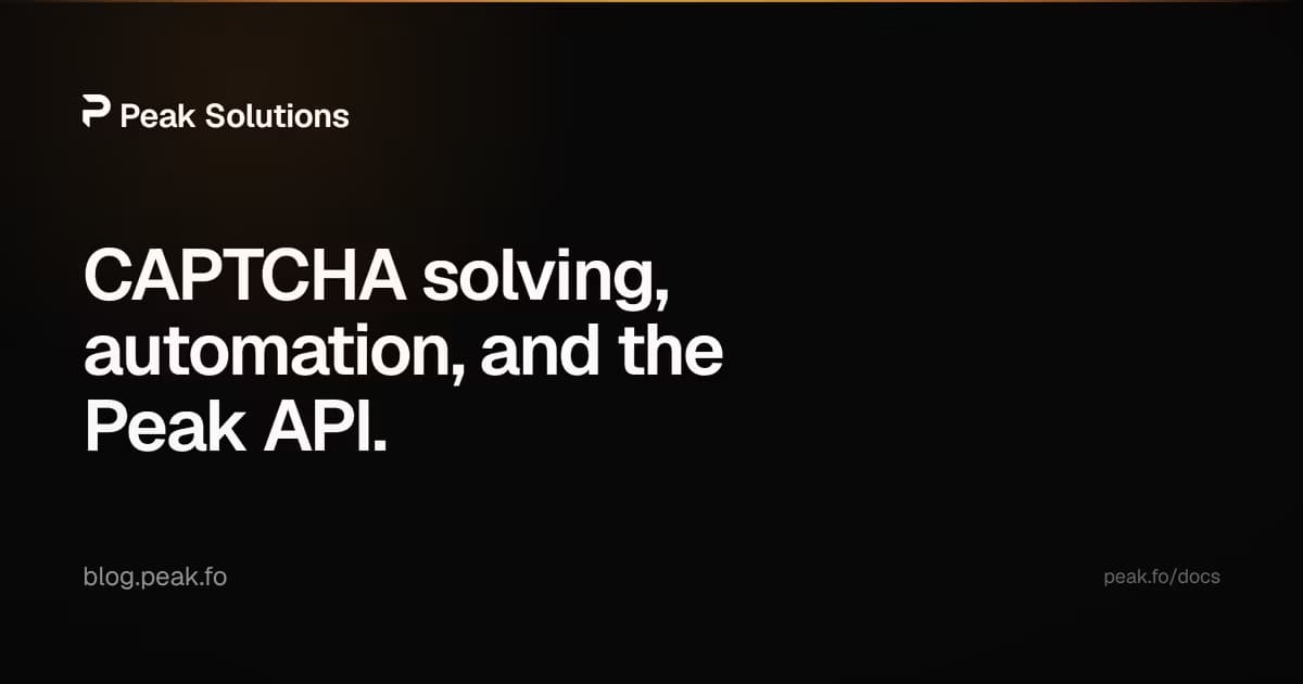 Peak (Peak Solutions) screenshot: CAPTCHA-solving API for Cloudflare Turnstile and the 5 second challenge — a token in about...